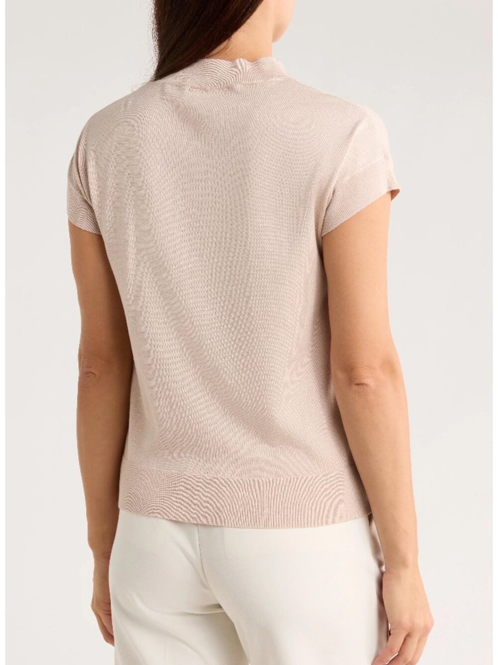 T Tahari Short Sleeve Crew Neck Sweater Blush Taupe M - Picture 2 of 3